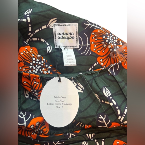 Autumn Adeigbo Trixie One Shoulder Green & Orange Floral Dress - Picture 11 of 14